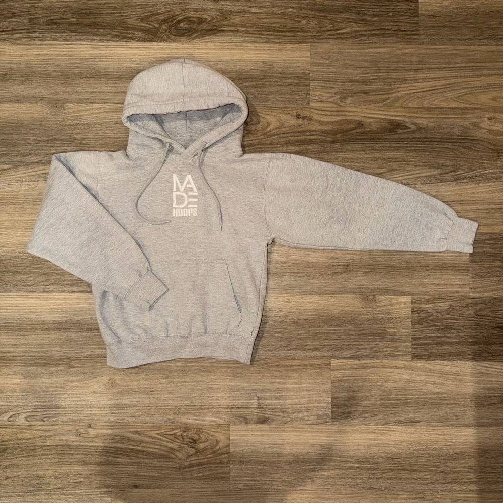 MADE Hoops Gray Graphic Pullover Hoodie Fleece‎ Lined Streetwear XS